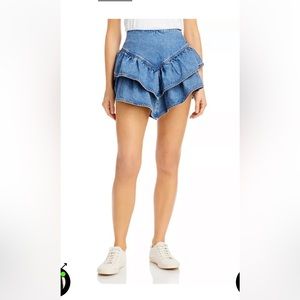 Blank NYC ruffle denim mini skirt